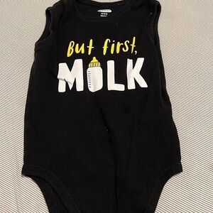 Old navy sleeveless bodysuit “but first milk “